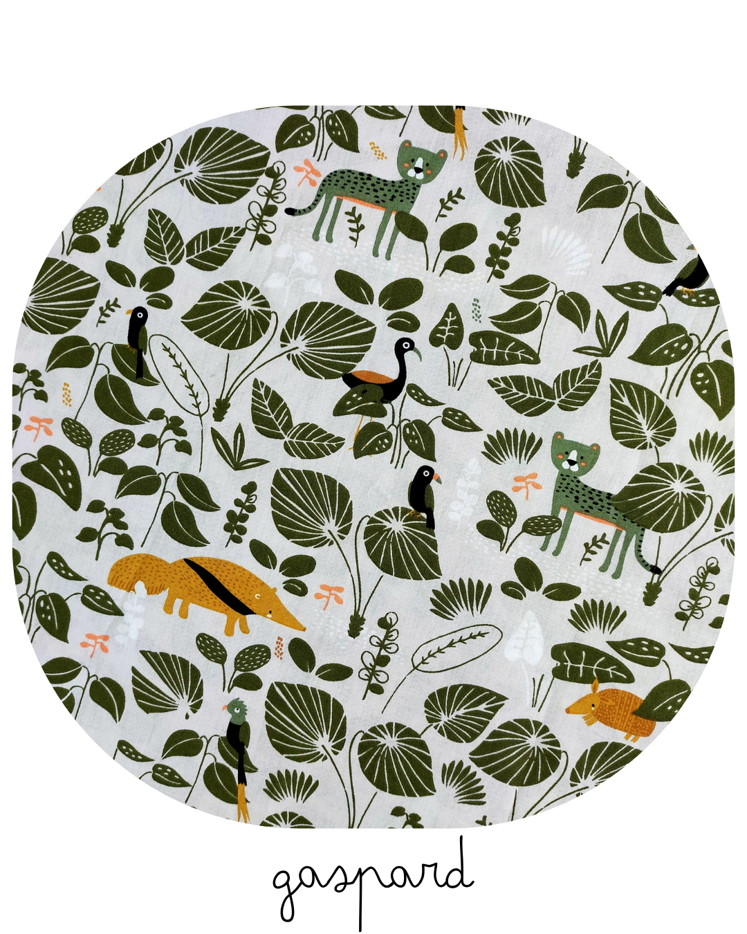 Motif : Imprimé jungle végétale kaki animaux. Tatuine Domotex
Composition : 100 % coton
Certification : Oeko-Tex Standard 100 (garanti sans substances nocives)
Entretien : Lavage en machine à 30 °C